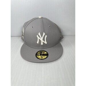New York Yankees New Era World Series Side Patch 59FIFTY Fitted Hat Gray Size 8